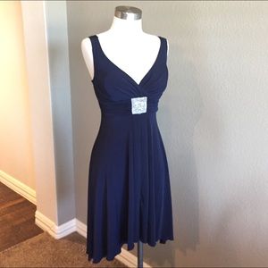 Y2K V-Neck High-Low Dirty Dancing Homecoming Navy Petite Dress Size 4P